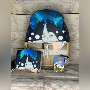 Loungefly Disney Dumbo Bath Time Mini Backpack, Wallet $ Keychain - BoxLunch Exc